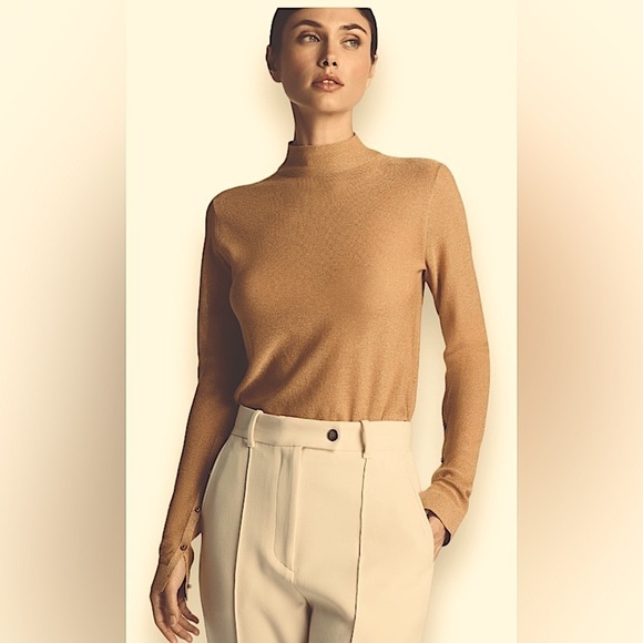 St. John Sweaters - St John Collection Luxury Knit Mock Neck Classic Sweater EUC neutral caramel M